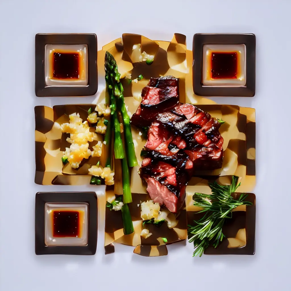 A Sizzling Wagyu Steak With Rosemary Butter Melting Across The Surface Grilled A