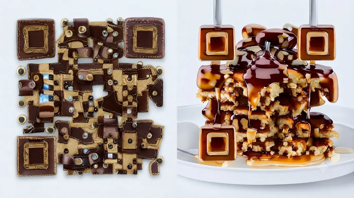 Artistic QR code integrated into a brand visual concept