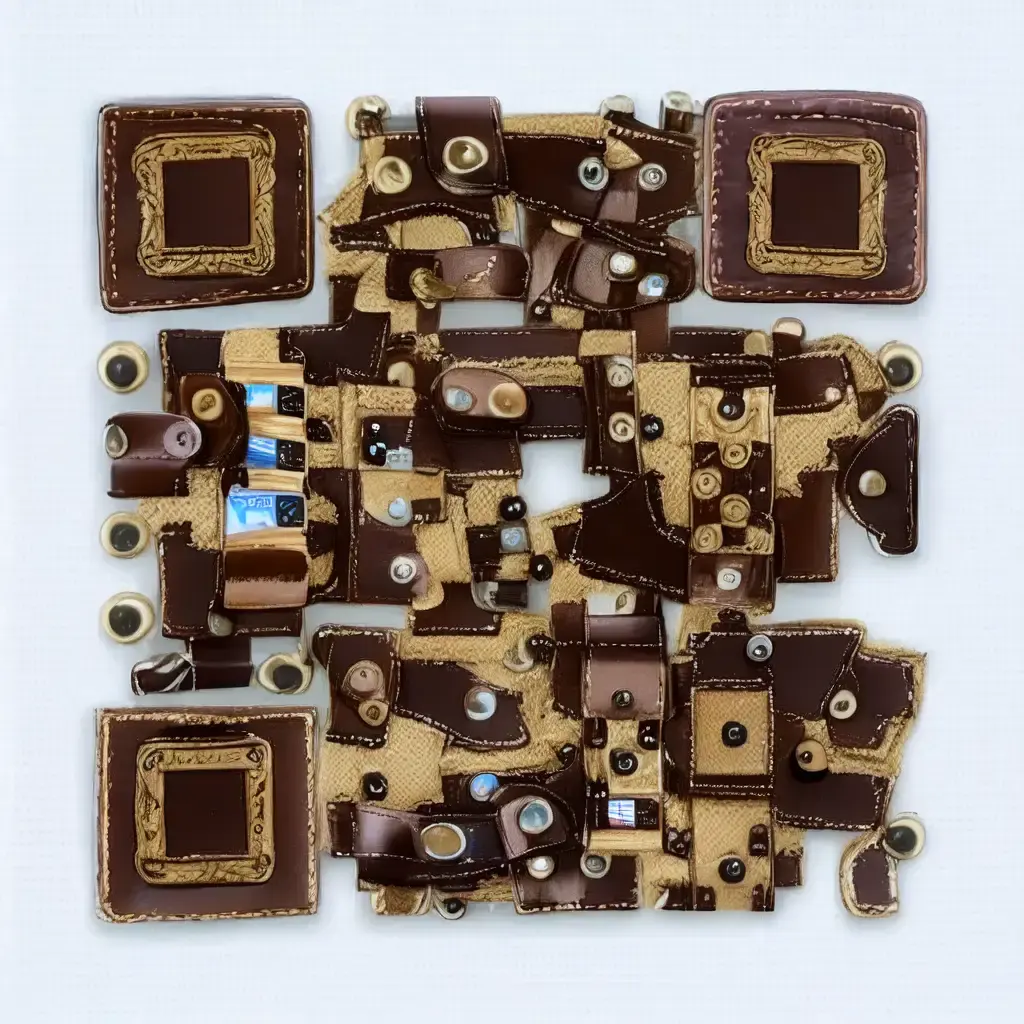 Artistic QR code inspired by handcrafted leather goods