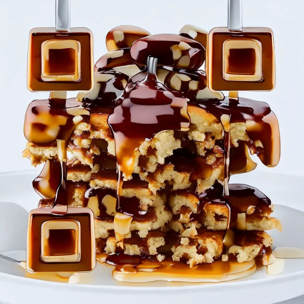 Artistic QR code inspired by pancakes and maple syrup