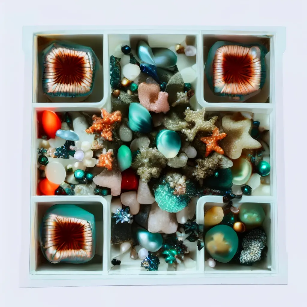 Collector Display Tray Filled With Polished Seashells Sea Glass Coral Fragments