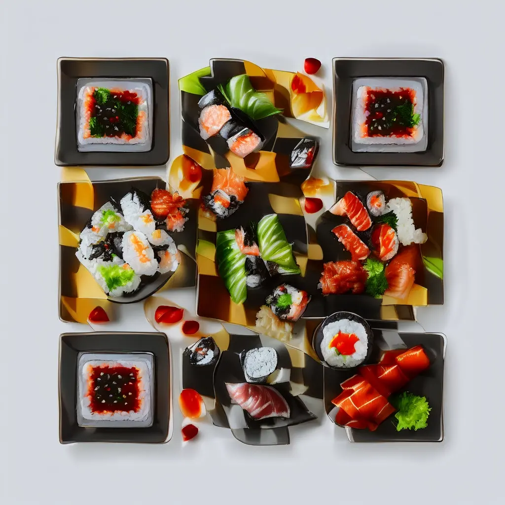 Fresh Sushi Platter With Salmon Tuna Shrimp Nigiri And Maki Rolls On Black Slate