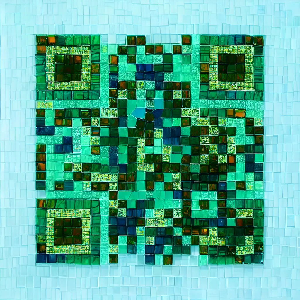 Handcrafted Ceramic Mosaic Made From Hundreds Of Irregular Glazed Tiles Emerald