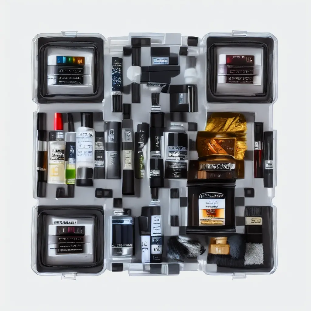 Luxury Automotive Detailing Kit Displaying Polishing Compounds Microfiber Towels