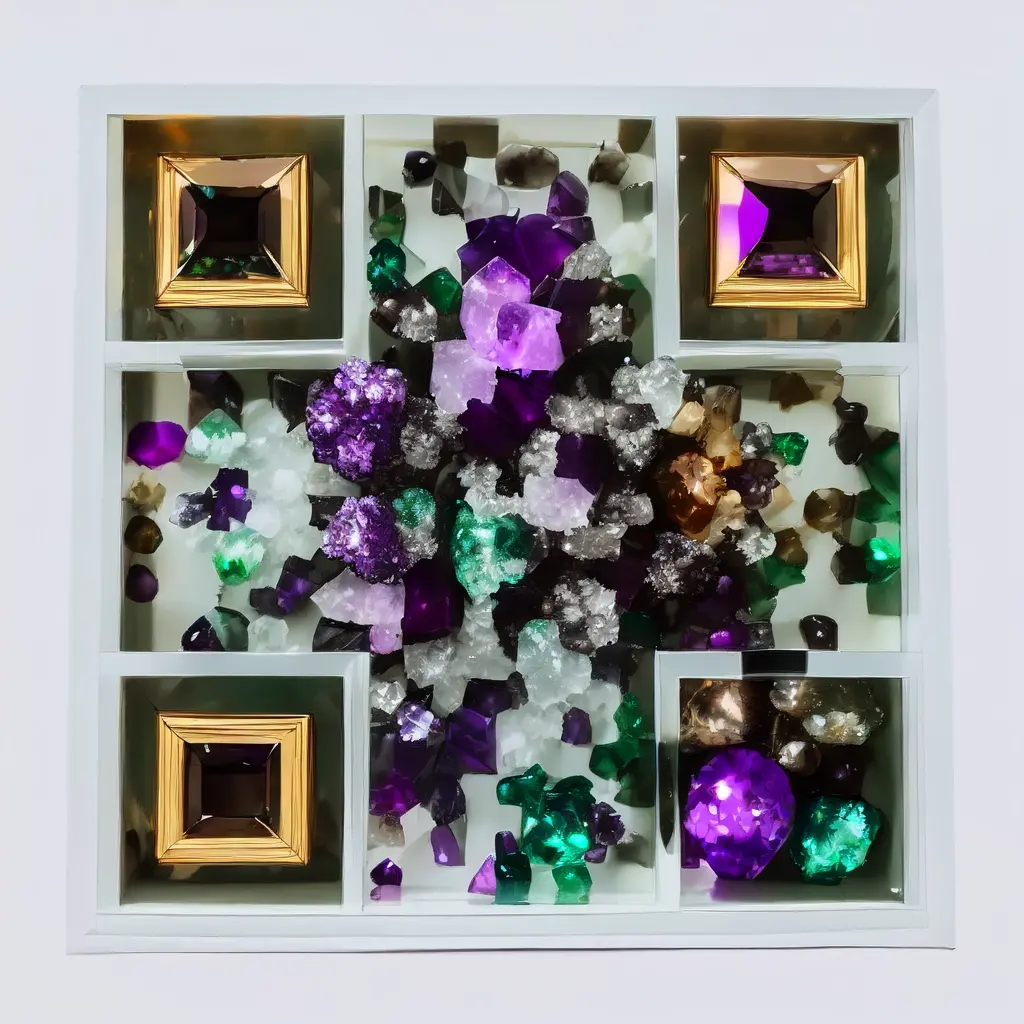Luxury Crystal Collection Displaying Quartz Clusters Amethyst Geodes Emerald Cry