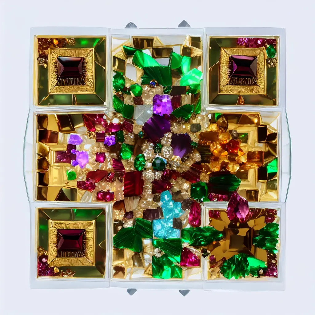 Luxury Gem Collector Display Tray Filled With Carefully Organized Emeralds Rubie