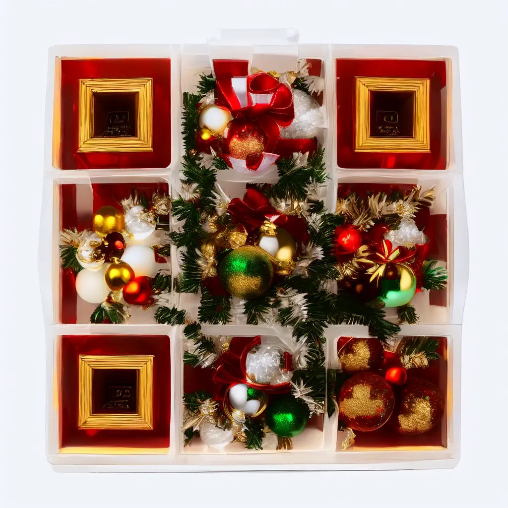 Luxury Holiday Ornament Storage Box Containing Handcrafted Christmas Ornaments G