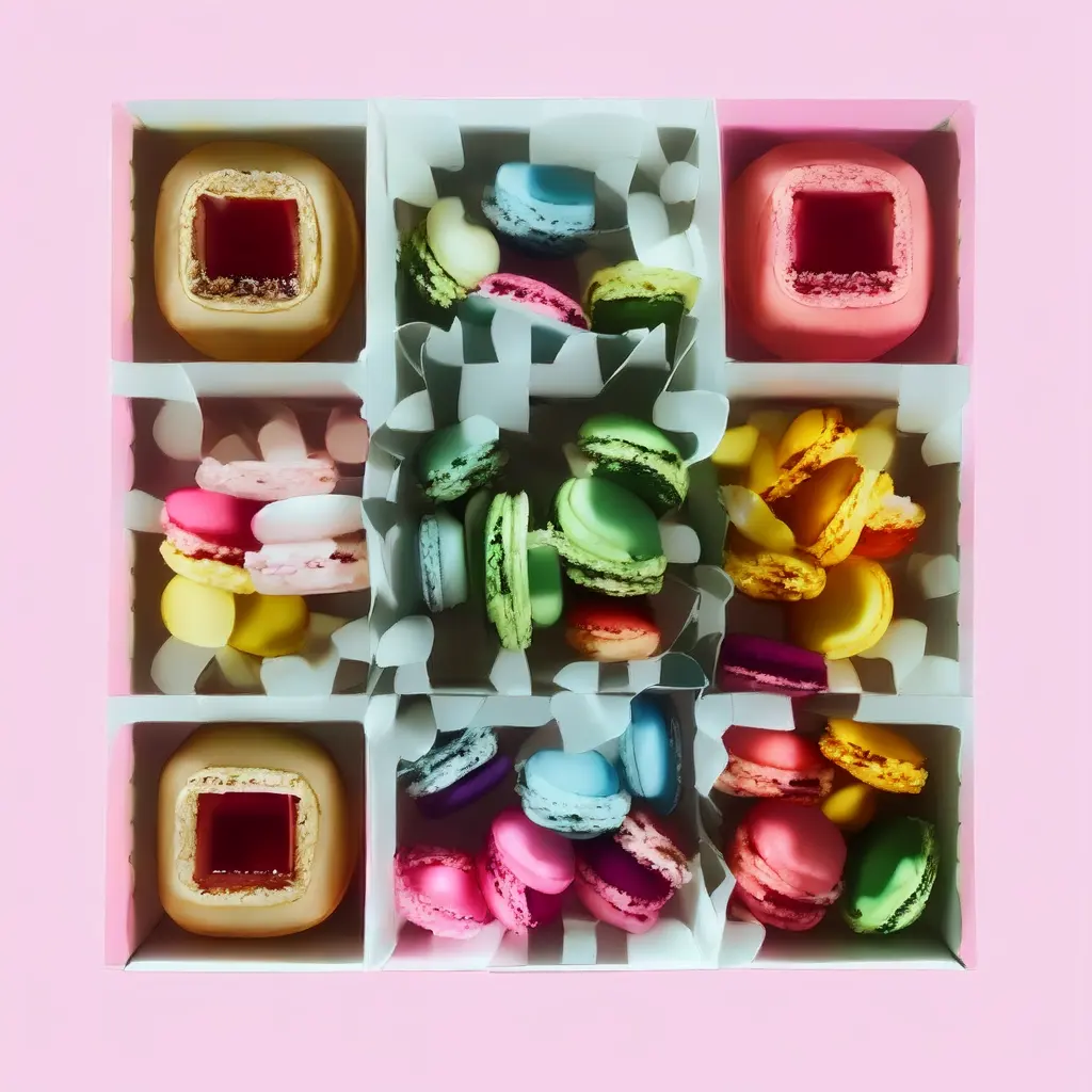 Luxury Macaron Gift Box Containing Colorful French Macarons Arranged Into Perfec