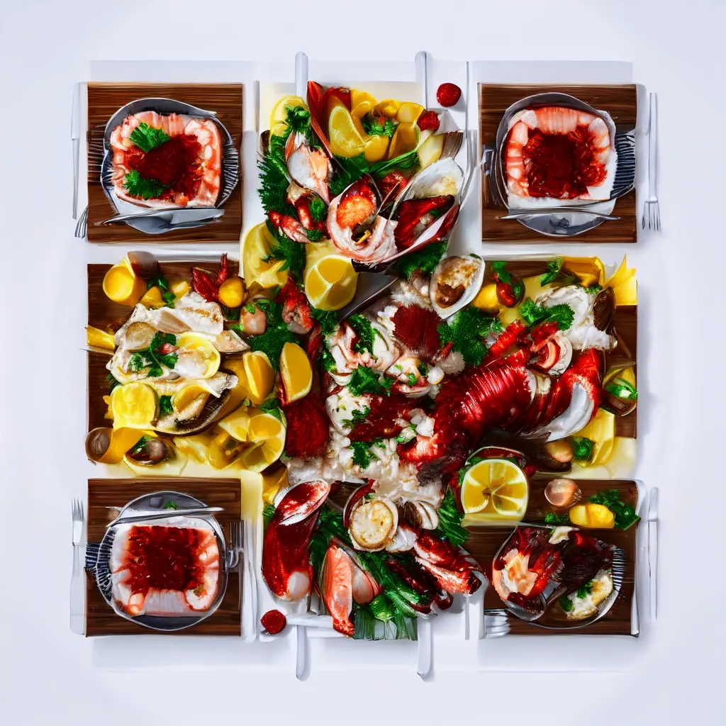 Luxury Seafood Platter With Grilled Lobster King Crab Legs Oysters On Ice Lemon
