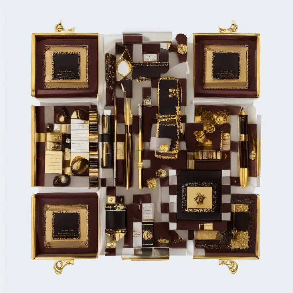 Luxury Stationery Organizer Containing Fountain Pens Wax Seals Leather Notebooks