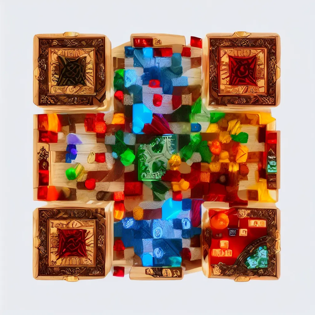 Premium Board Game Pieces Beautifully Arranged On A Wooden Game Board Colorful W